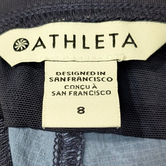 Athleta Trekkie North Jogger Pant Blue Floral Ankle Cropped Zip Pockets - Sz 8 - Picture 4 of 5